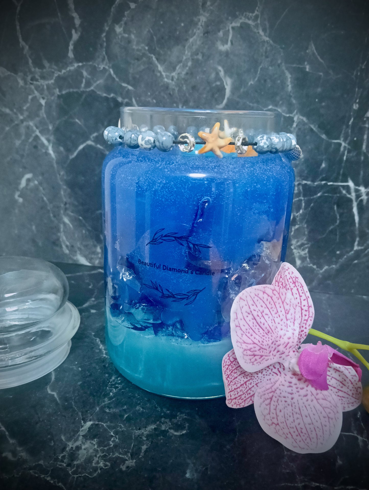 Große Duftkerze "deep ocean vs. lemongras"