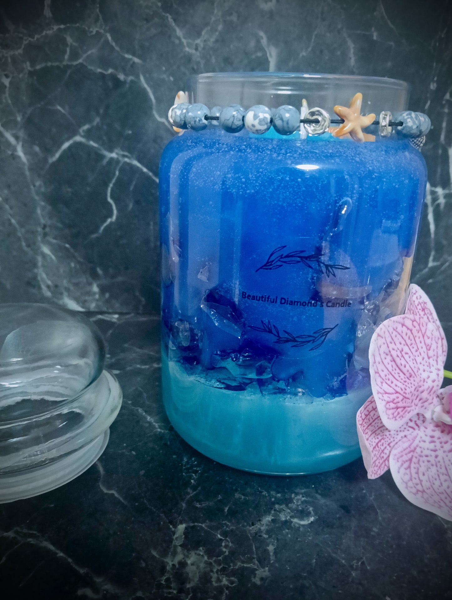 Große Duftkerze "deep ocean vs. lemongras"