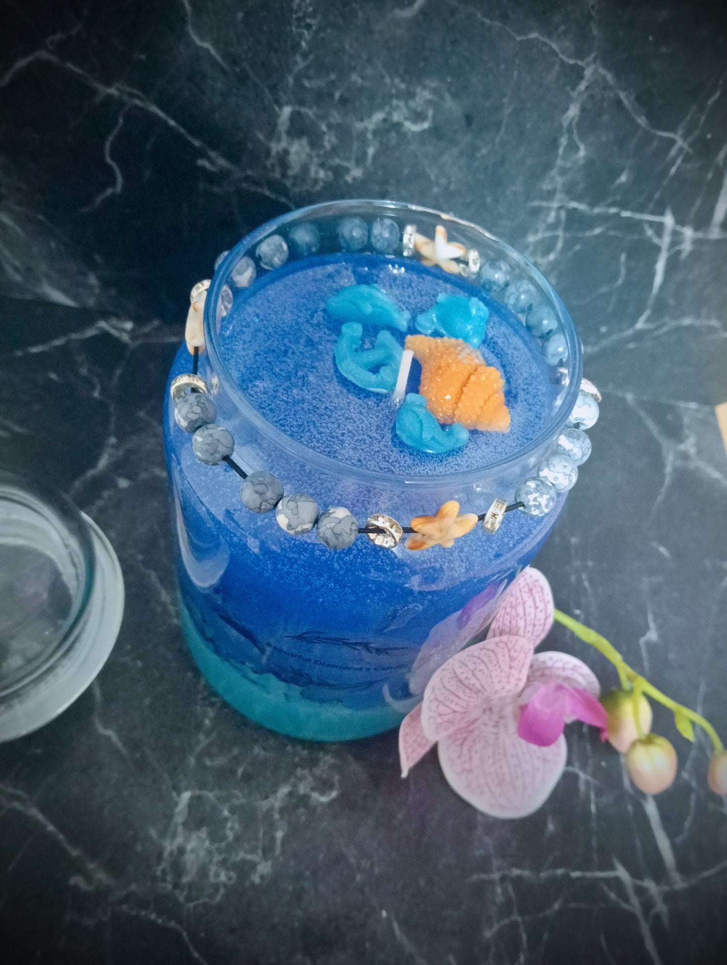 Große Duftkerze "deep ocean vs. lemongras"