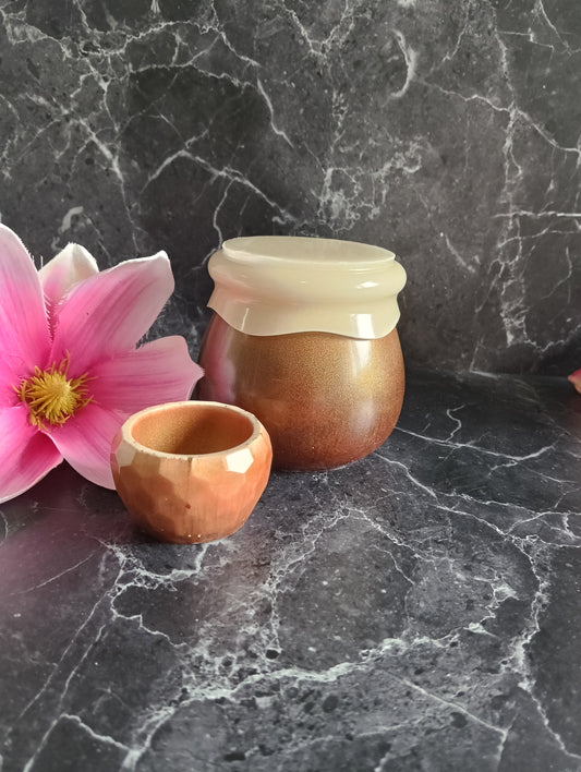 Dosen-Set mit Deckel und kleiner Diamantschale